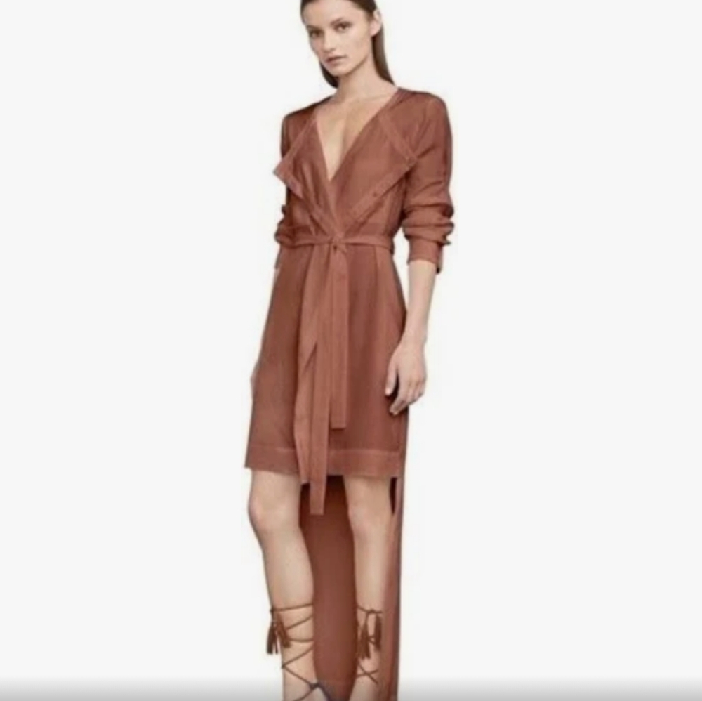 BCBG rust high-low shirtdress